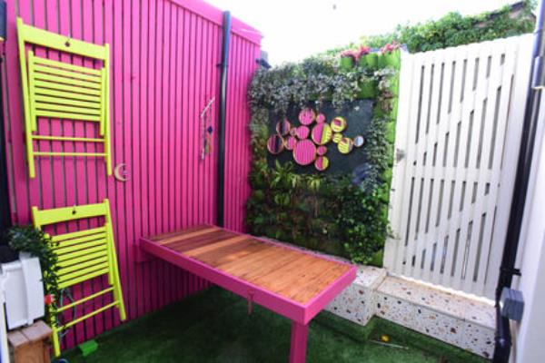 A terrazzo bench in Jennifer's patio area. Picture: Moya Nolan