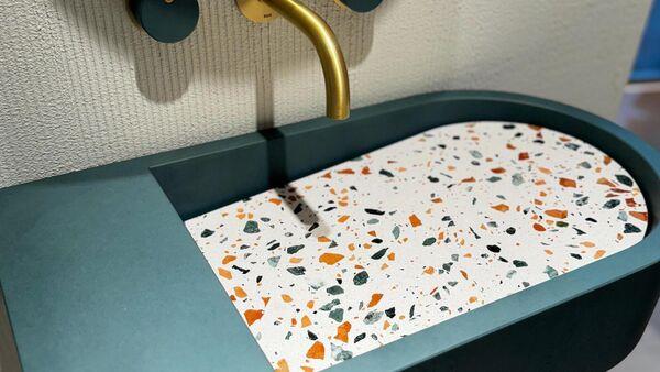 Terrazzo sink from the Holm collection by Kast Co<em></em>ncrete Basins in London.