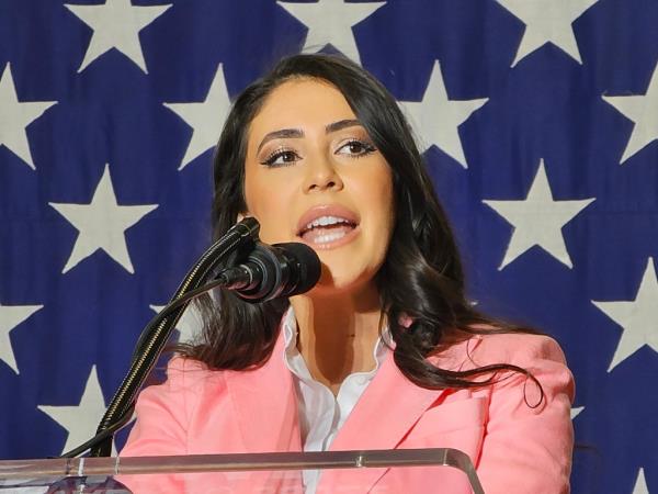 Anna Paulina Luna speaking at a rally