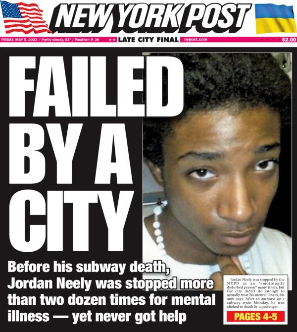 The Post's front page after Neely's death. 