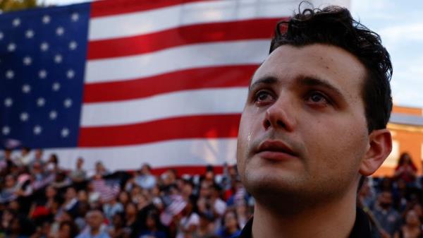 Some of Ms Harris's supporters were in tears at her co<em></em>ncession speech. Pic: Reuters