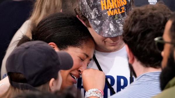 Supporters react after Vice President Kamala Harris delivered a co<em></em>ncession speech for the 2024 presidential election on the campus of Howard University in Washington, Wednesday, Nov. 6, 2024. (AP Photo/J. Scott Applewhite)