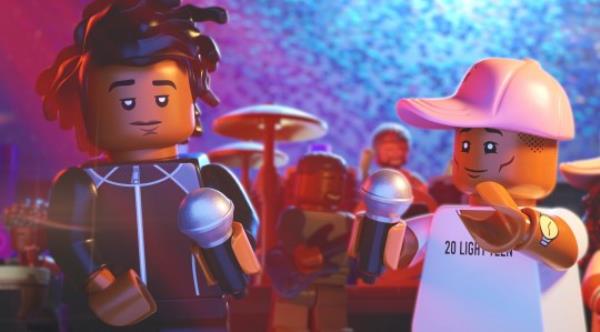 Jay-Z, left, and Pharrell Williams as Lego in Piece by Piece