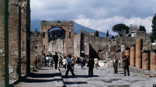 FILE - A view of Pompeii, a buried and ruined Roman city near modern Naples in Italy, is seen in 1979.