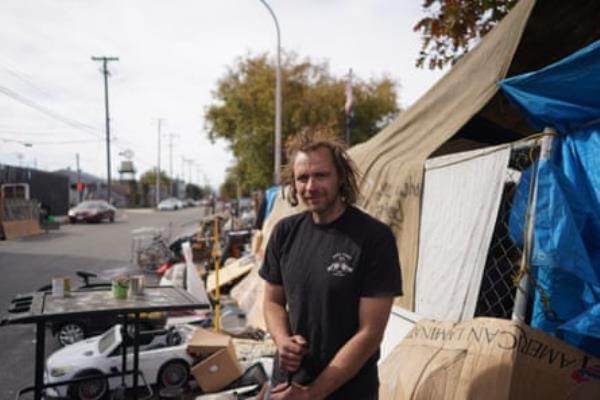 Erin Spencer, a military veteran and resident of Berkeley’s Eighth and Harrison Street encampment.