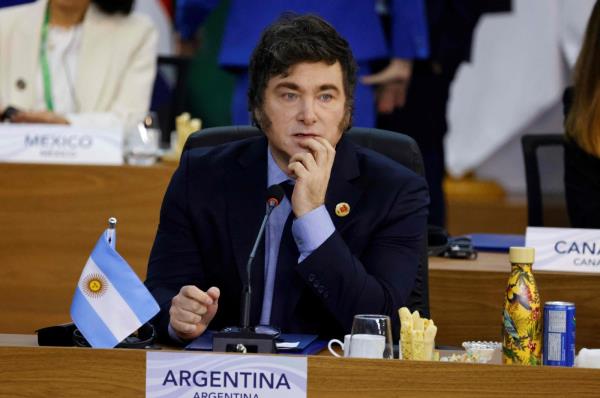 Argentina&#039;s President Javier Milei attends the opening session of the G-20 Summit in Rio de Janeiro, Brazil, Nov. 18, 2024. (AFP Photo)