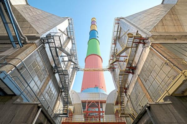 A former lignite power station in Chemnitz has been transformed into a co<em></em>ntemporary art gallery thanks to French painter Daniel Buren. — JAN WOITAS/dpa